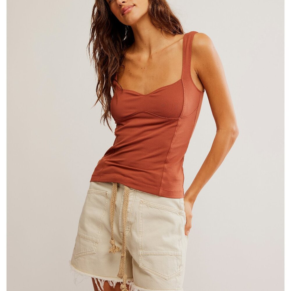 NEW Free People Square-Neck Camisole | M | Rust